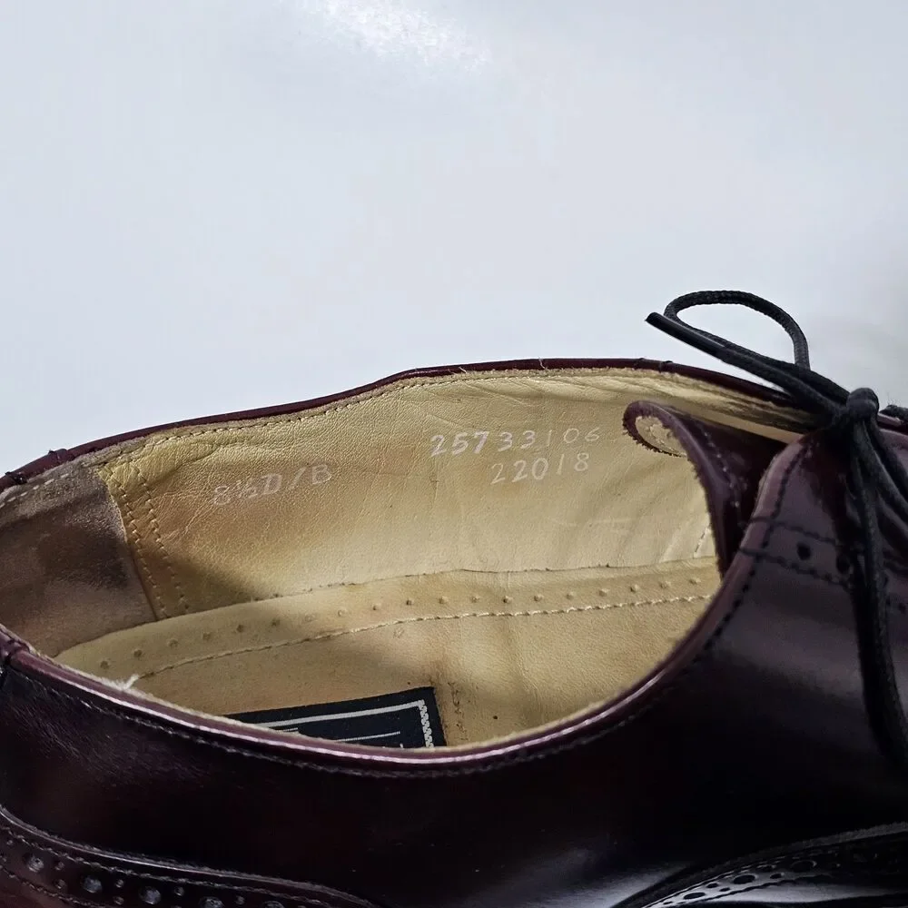 Bostonian  Mens Impression‎ 8.5 D/B Burgundy Leather Oxford Wing Tip Dress Shoes